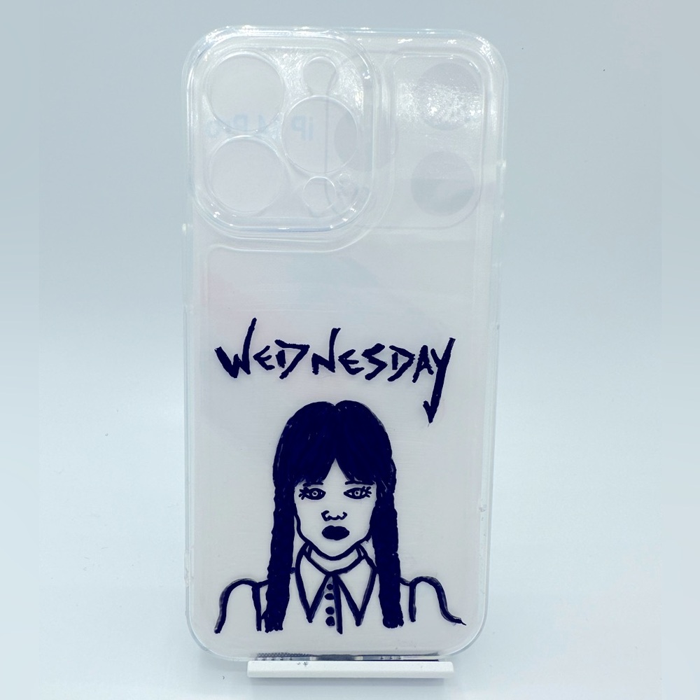 Hand painted iPhone 14pro Wednesday Adams Case